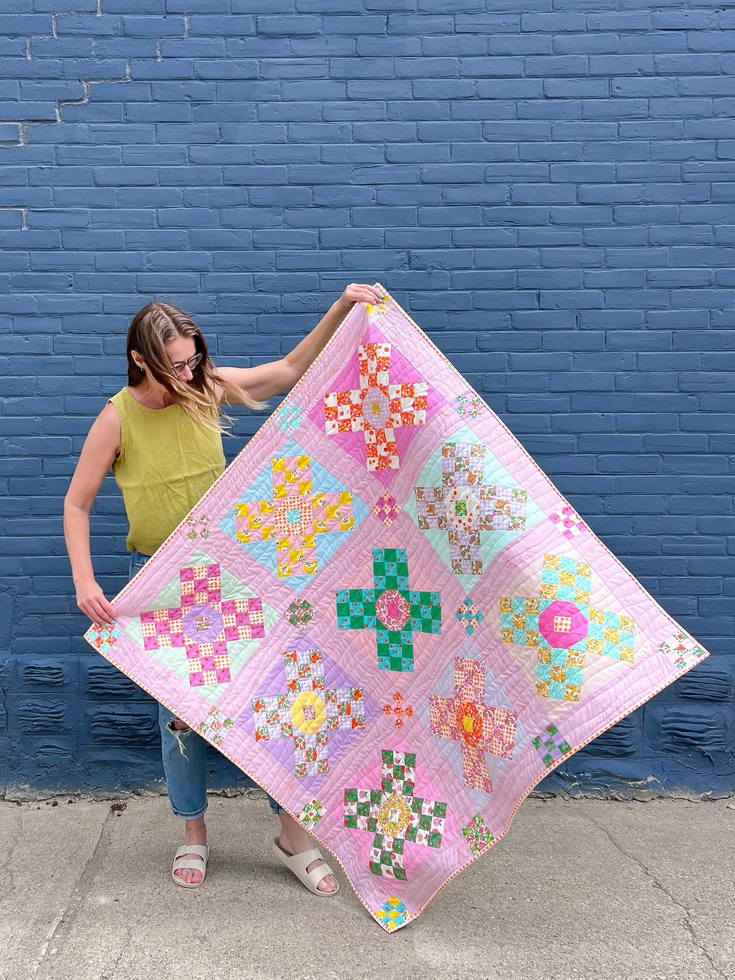 Grandmother's Scrap Patch Quilt Block Pattern - PDF