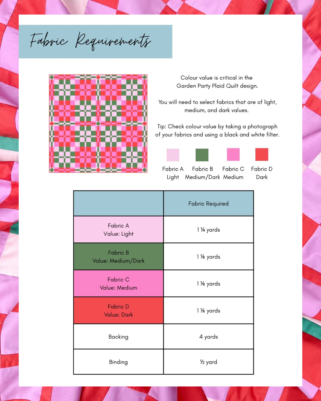 Garden Party Plaid Quilt Pattern - PDF