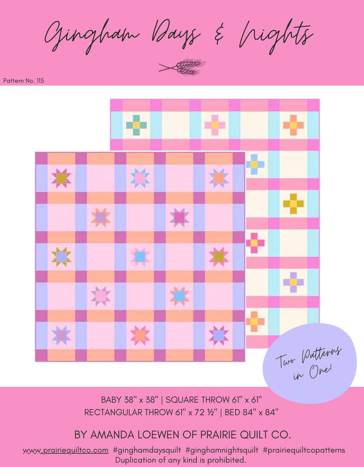 Gingham Days + Night Quilt Pattern - PDF